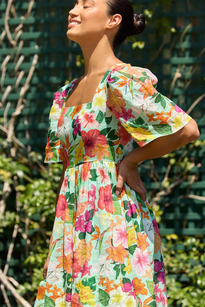Hibiscus Pleated Sleeve Gathered Dress by ISABELLA LONGGINOU - image 5