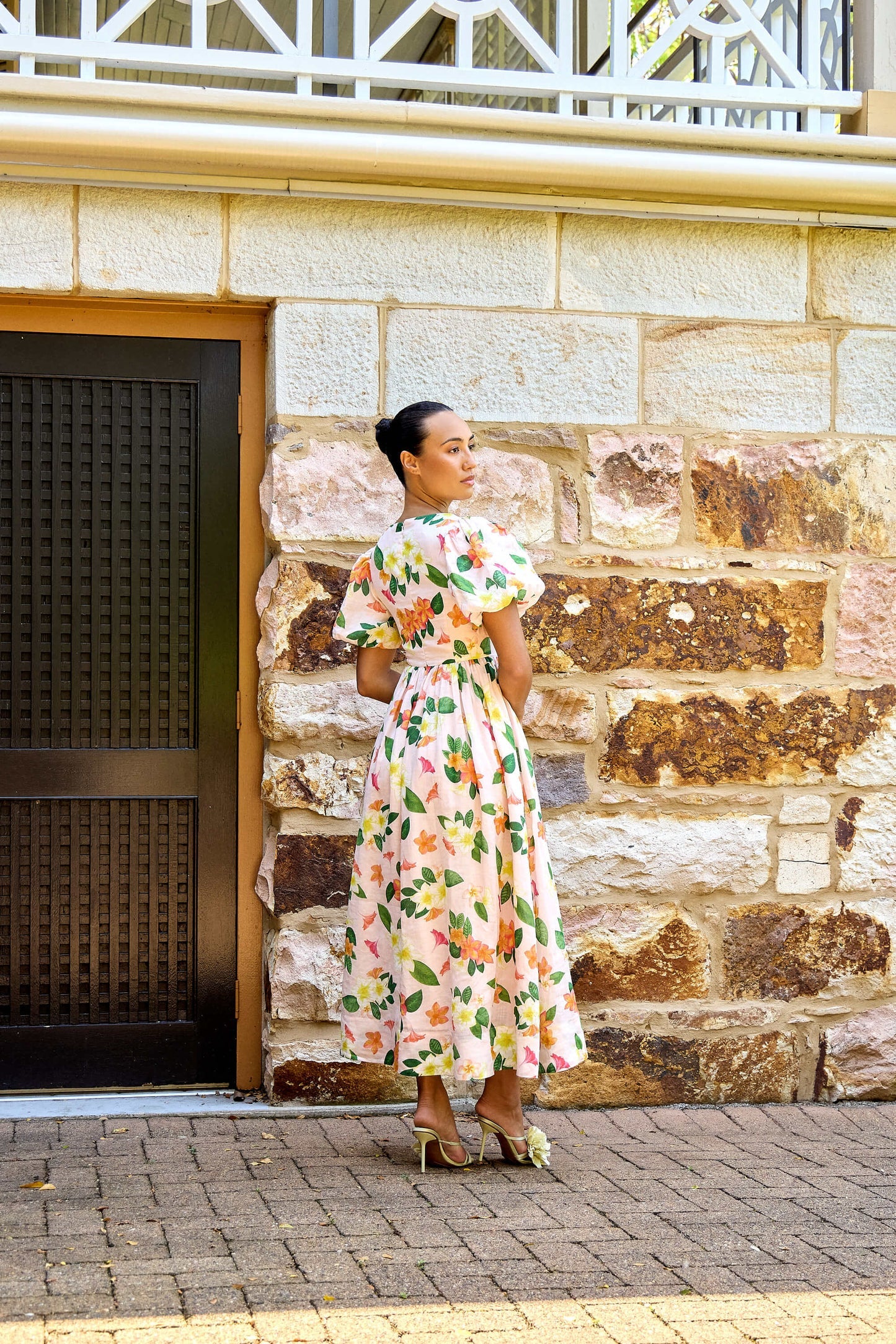 Frangipani Puff Sleeve Dress by ISABELLA LONGGINOU - image 3