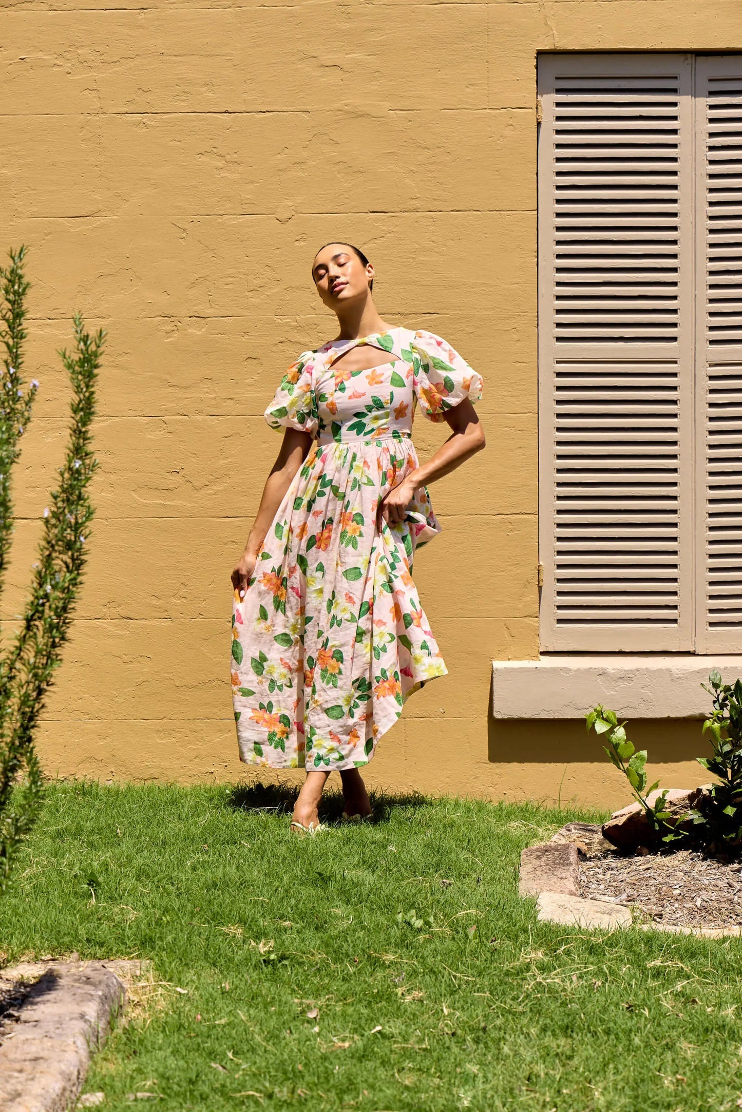 Frangipani Puff Sleeve Dress by ISABELLA LONGGINOU - image 5