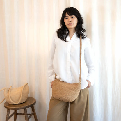 Kibo handwoven raffia crossbody handbag by TANORA — view 4