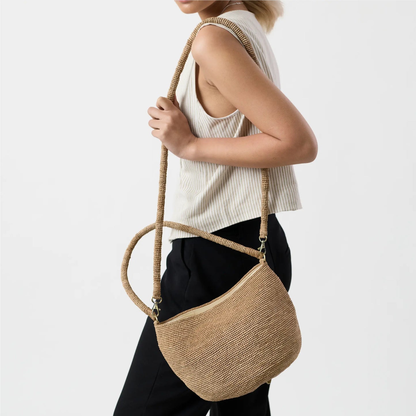 Kibo handwoven raffia crossbody handbag by TANORA — view 2