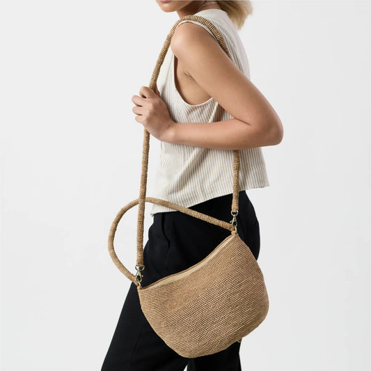 Kibo handwoven raffia crossbody handbag by TANORA — view 2