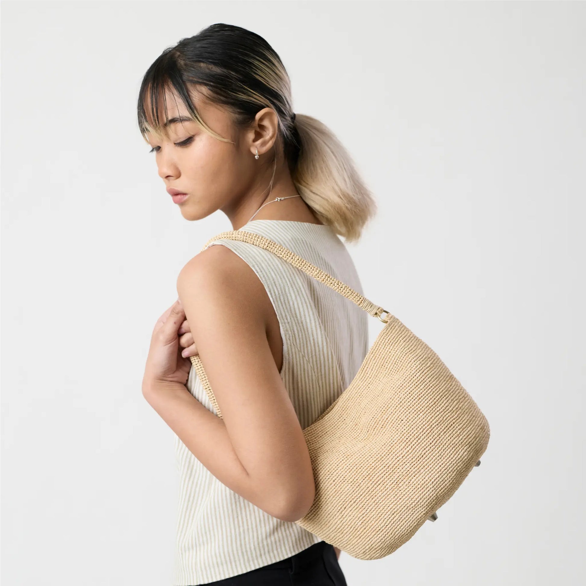 Kibo handwoven raffia crossbody handbag by TANORA — view 3