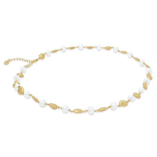 Sunaka Shell Pearl choker in gold plated sterling silver