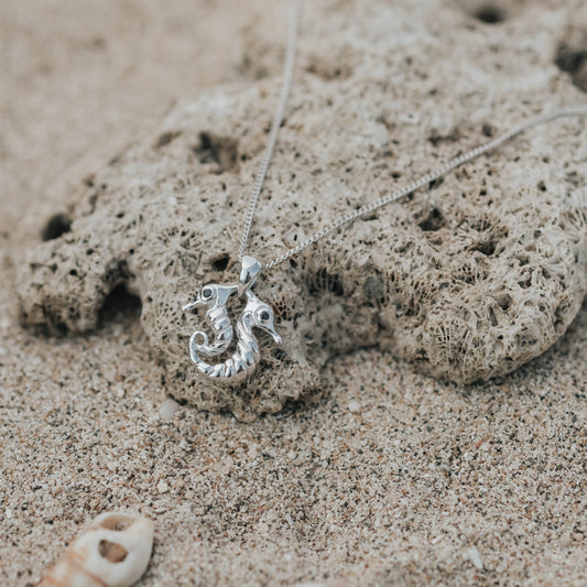 Sunaka Seahorse double pendant in silver