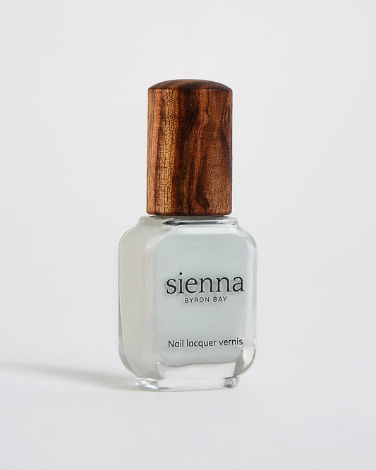 Renewal soft sage creme Sienna nail polish bottle with timber cap