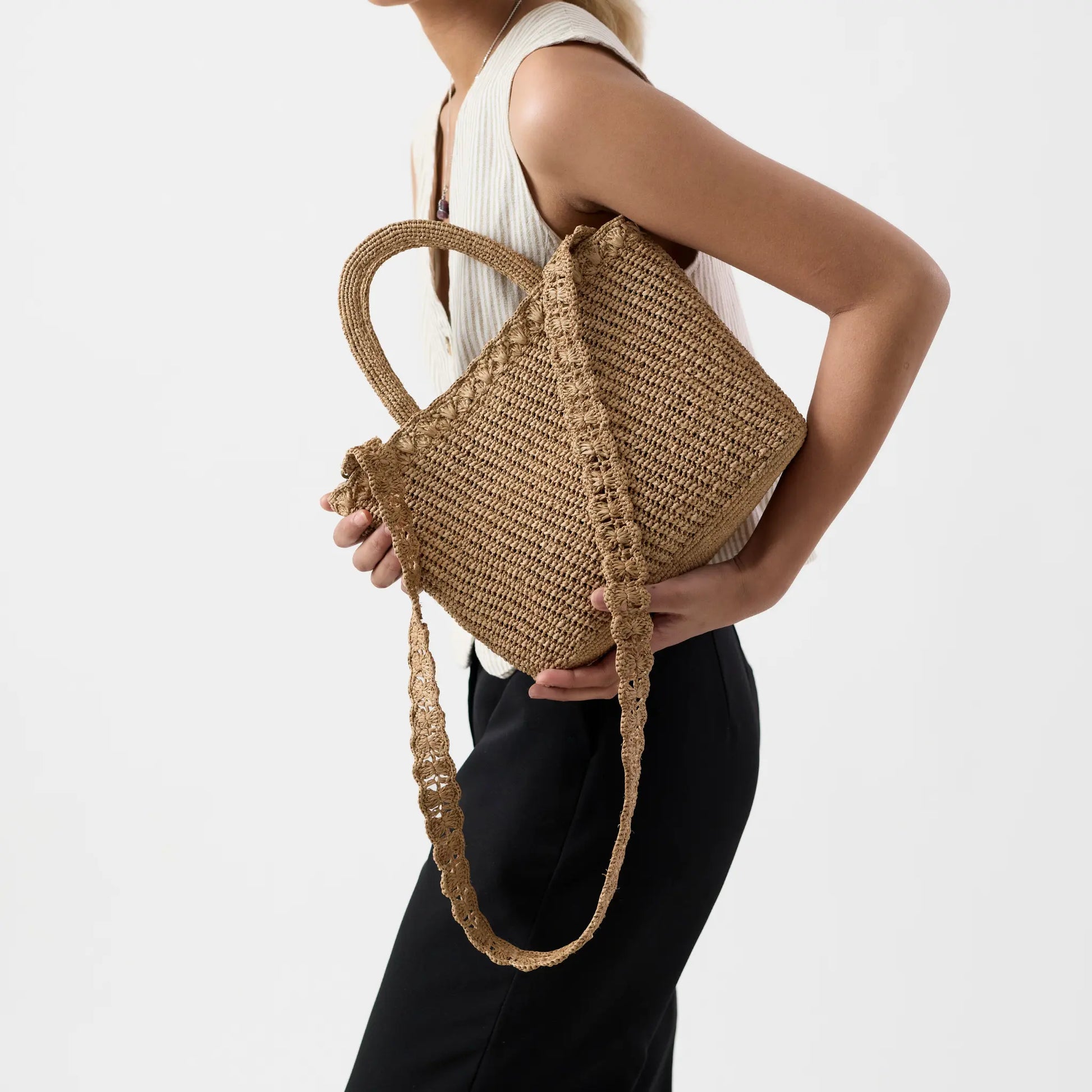 Sipa handwoven raffia crossbody basket handbag by TANORA — view 2