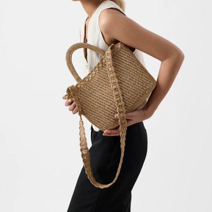 Sipa handwoven raffia crossbody basket handbag by TANORA — view 2