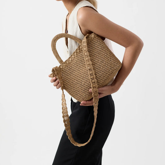 Sipa handwoven raffia crossbody basket handbag by TANORA — view 2