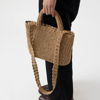 Sipa handwoven raffia crossbody basket handbag by TANORA — view 4