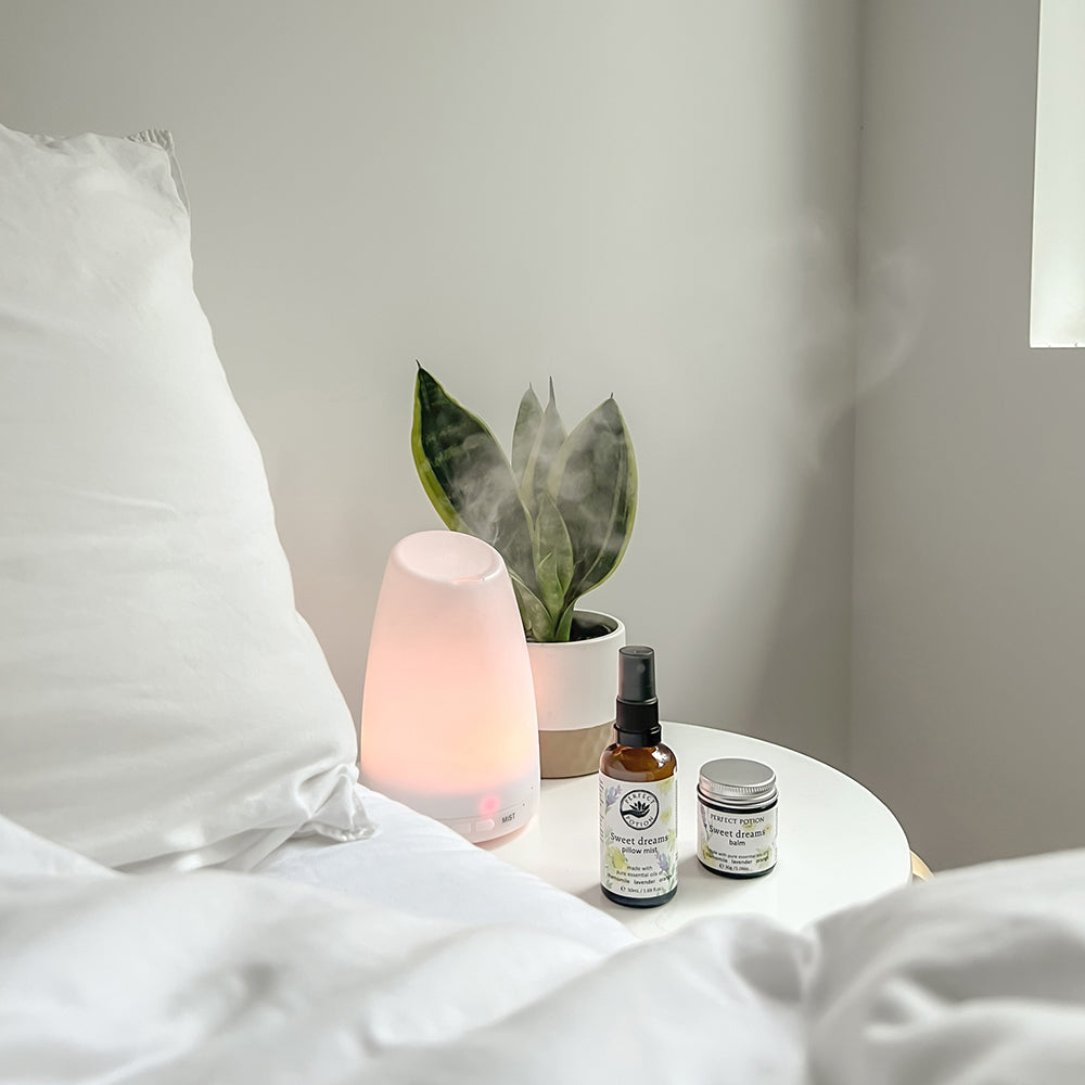 Sweet Dreams Aromatherapy Balm on side table by Perfect Potion