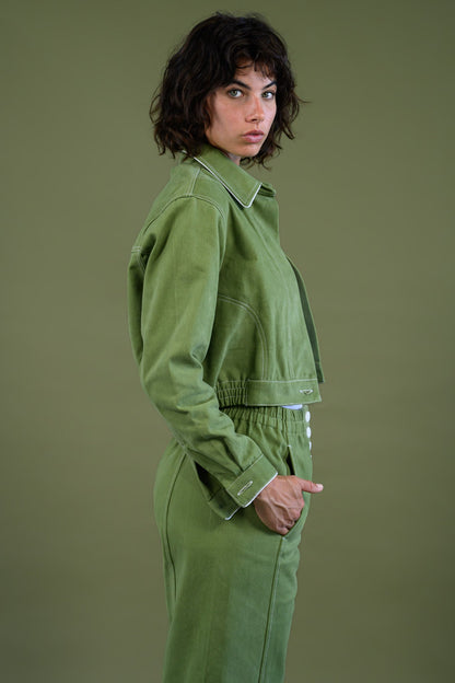 Mon Petit Jacket by The Boy and I — Field Green cotton twill, cropped
