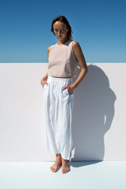 Box Crop Top Blush Gingham full length front