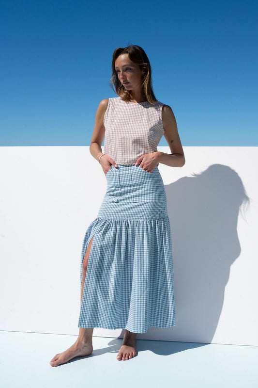 Cancan Skirt Cerulean Gingham front