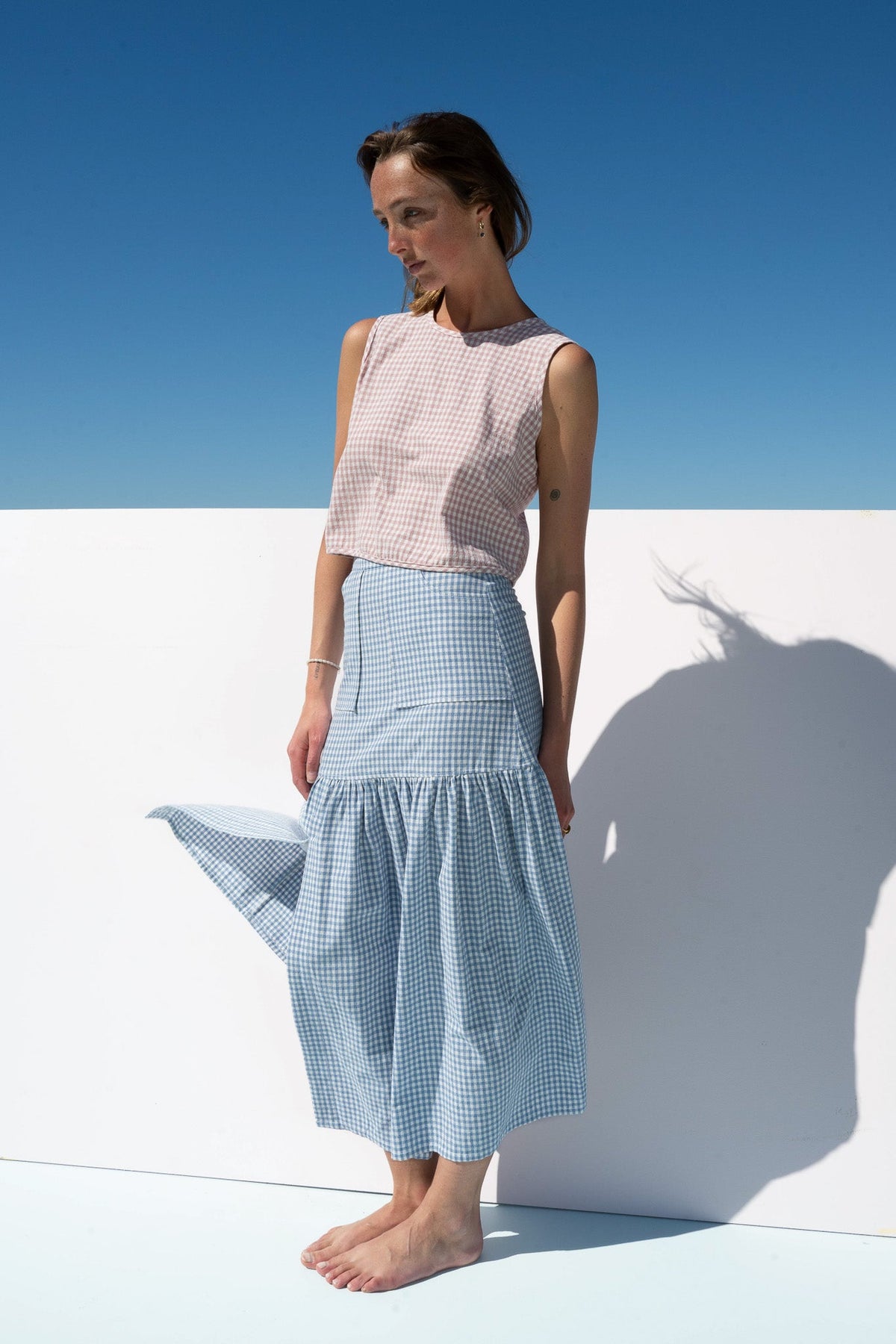 Cancan Skirt Cerulean Gingham side profile