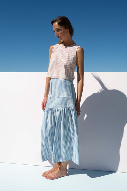 Cancan Skirt Cerulean Gingham side