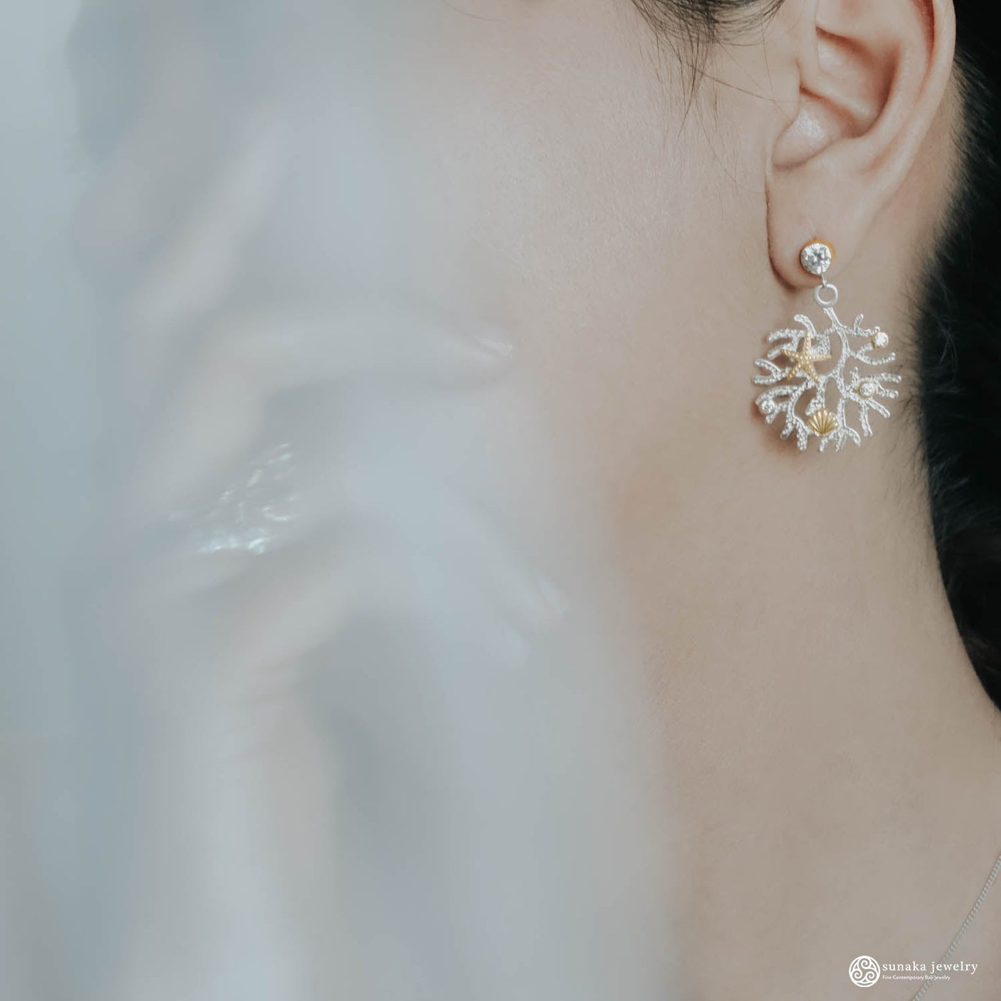 Sunaka Coral Reef earrings worn