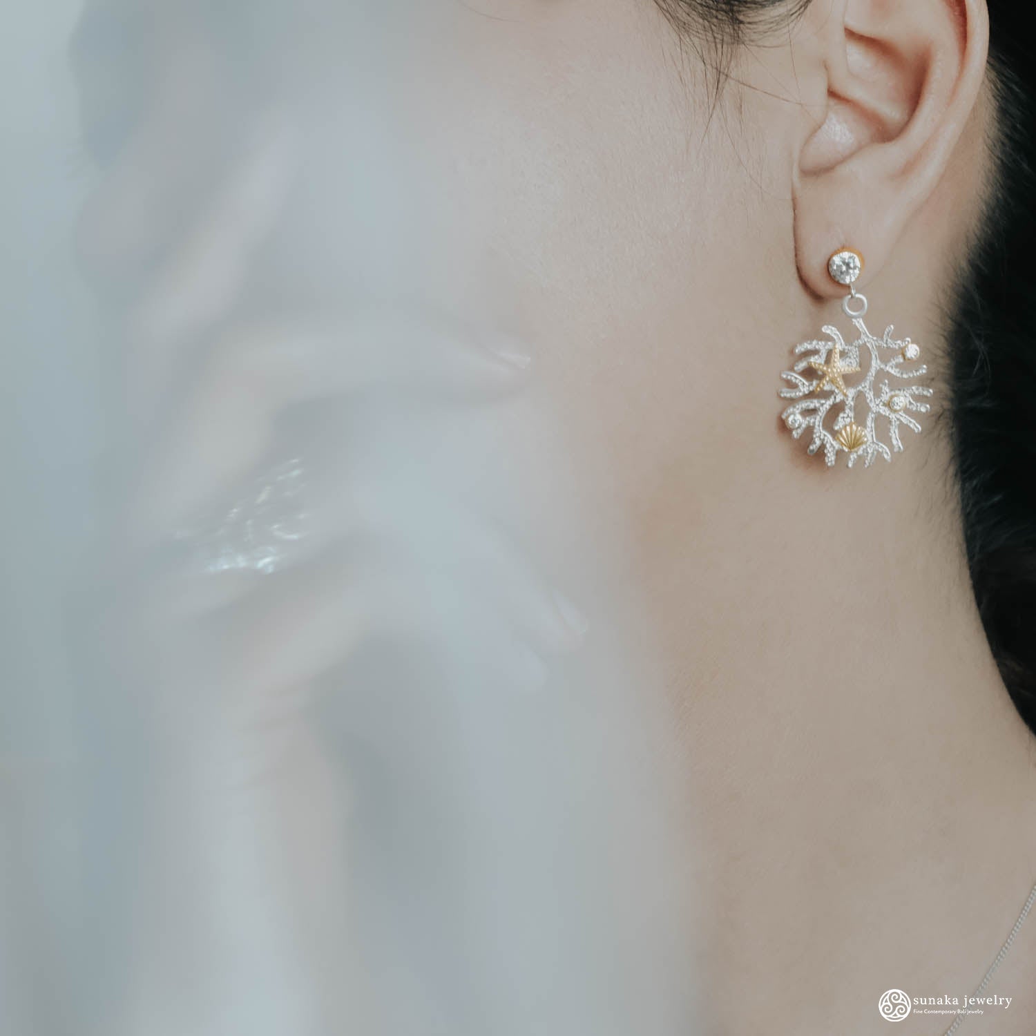 Sunaka Coral Reef earrings worn