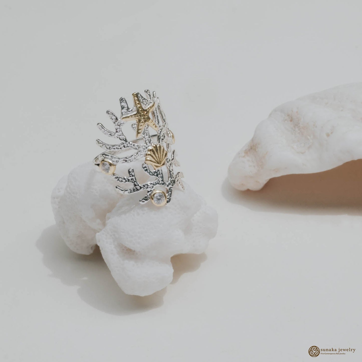 Sunaka Coral Reef ring worn