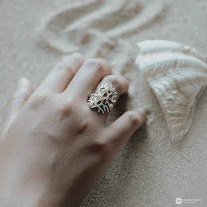 Sunaka Coral Reef ring worn