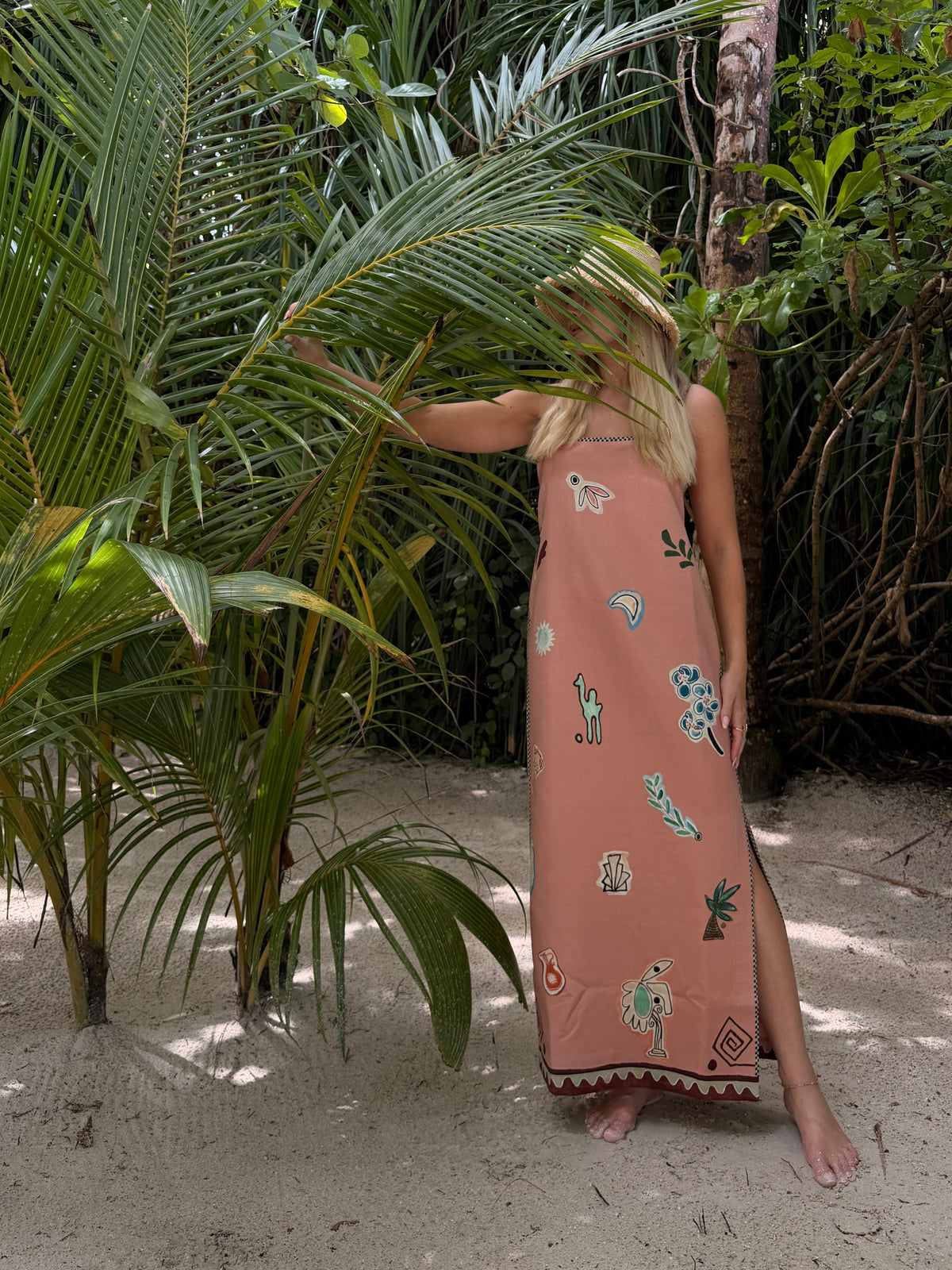 Laurence Midi Slip Dress in Pink - detail