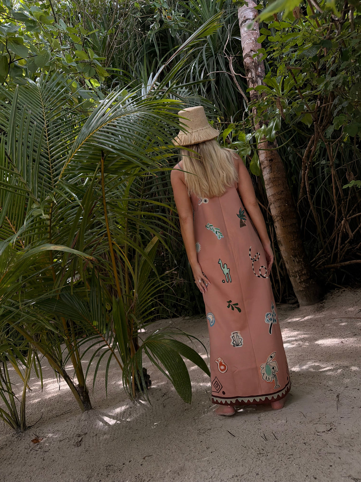 Laurence Midi Slip Dress in Pink - back