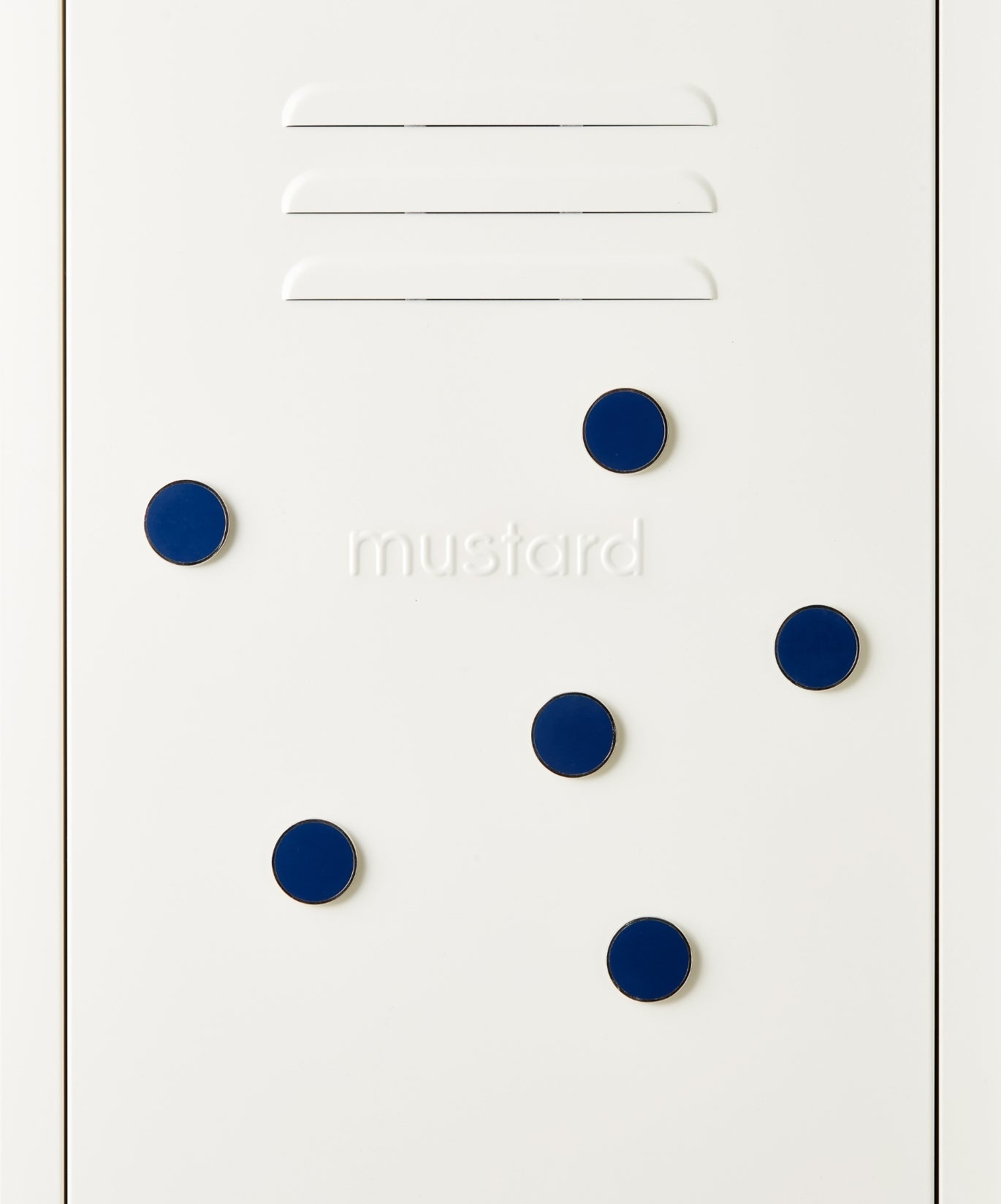 The Buttons in Navy — close-up