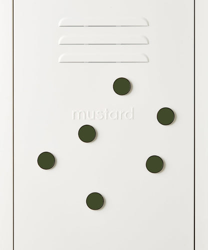The Buttons in Olive — close-up
