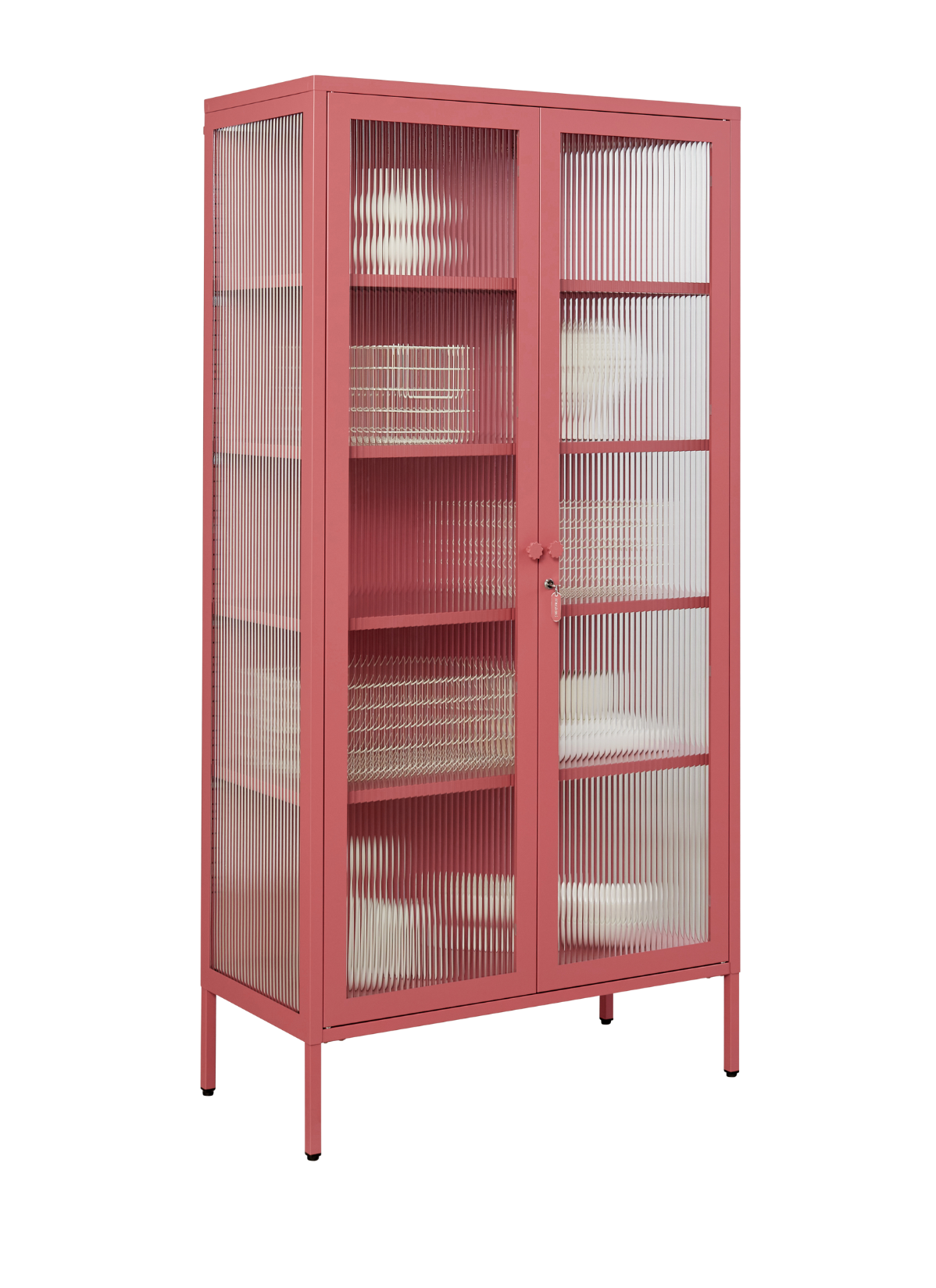 The Collector Glass Locker in Berry — angled
