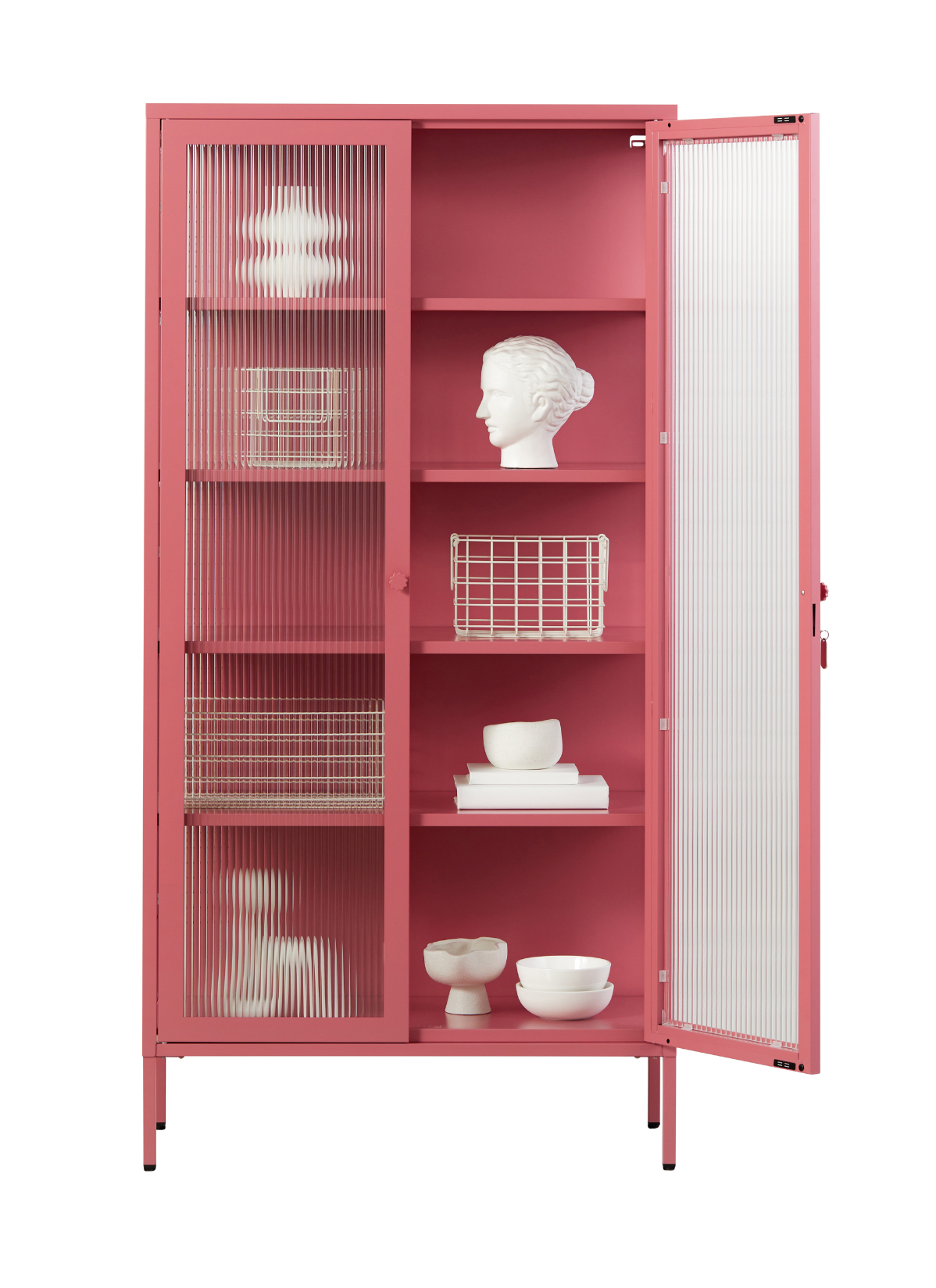 The Collector Glass Locker in Berry — open