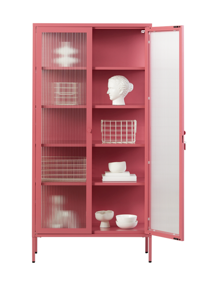 The Collector Glass Locker in Berry — open