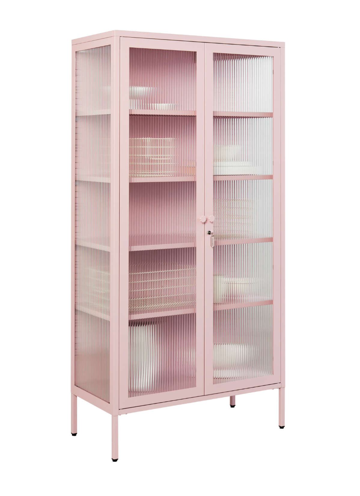 The Collector Glass Locker in Blush — angled