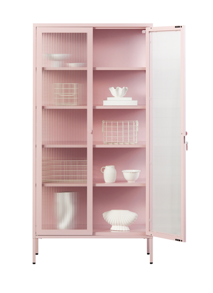The Collector Glass Locker in Blush — open