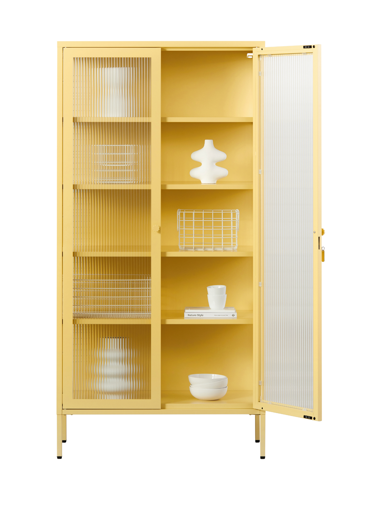 The Collector Glass Locker in Butter — open