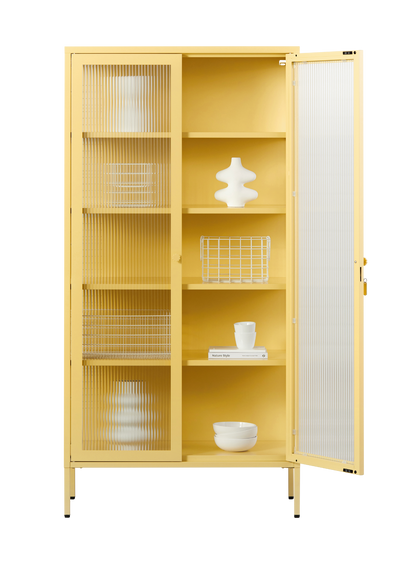 The Collector Glass Locker in Butter — open