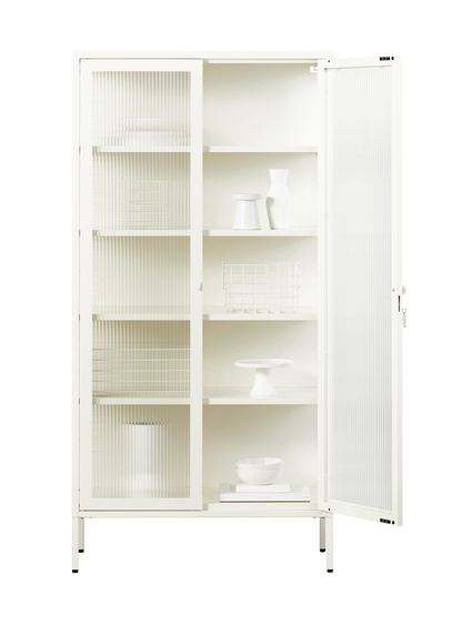The Collector Glass Locker in Chalk — open