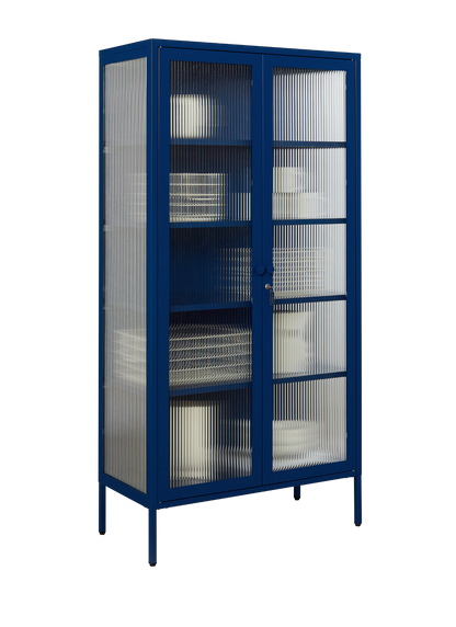 The Collector Glass Locker in Navy — angled
