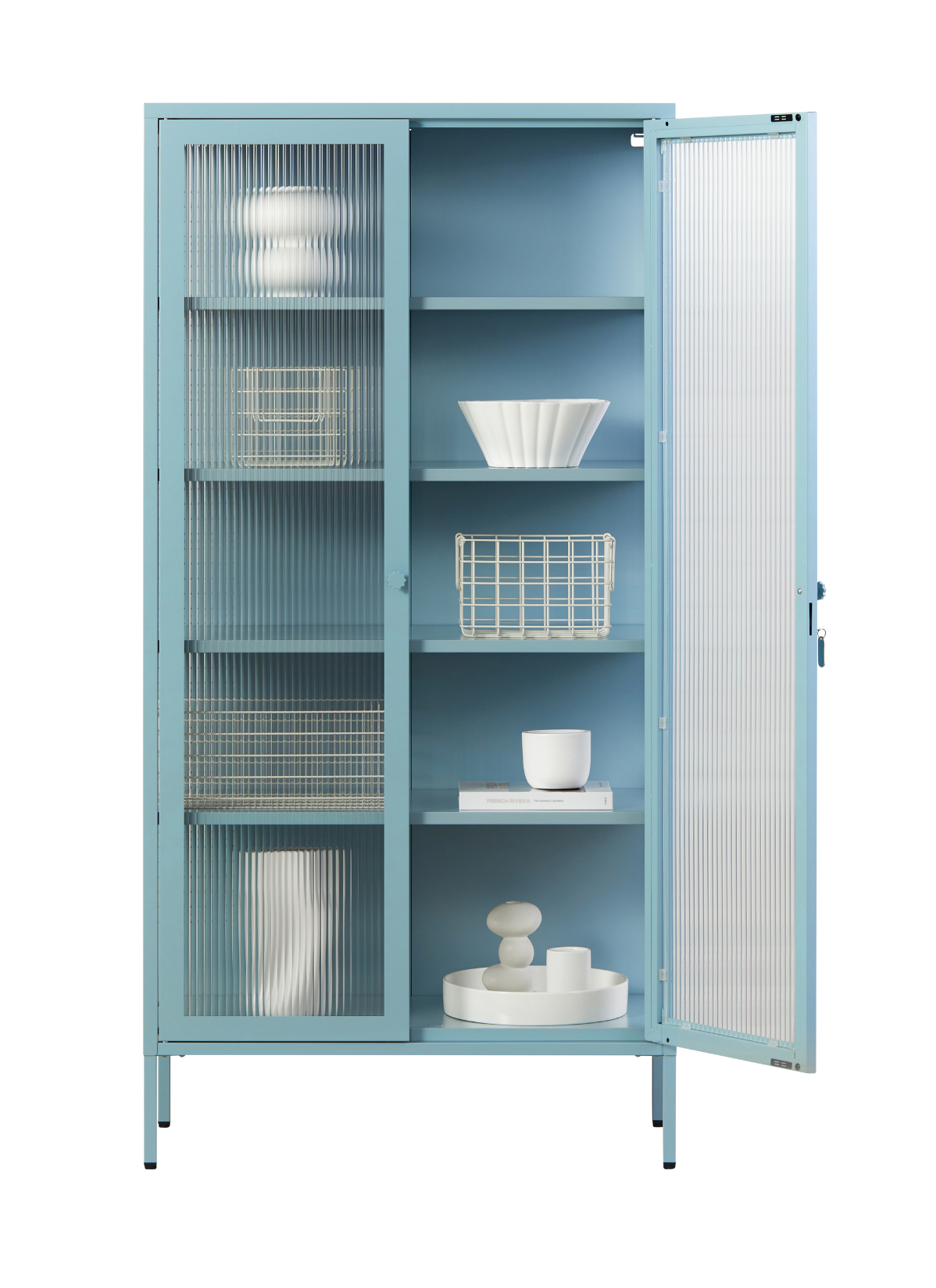 The Collector Glass Locker in Ocean — open