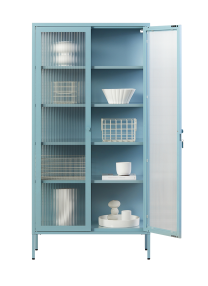 The Collector Glass Locker in Ocean — open