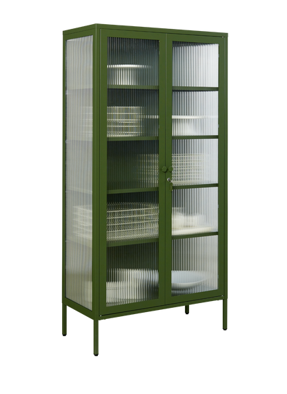 The Collector Glass Locker in Olive — angled