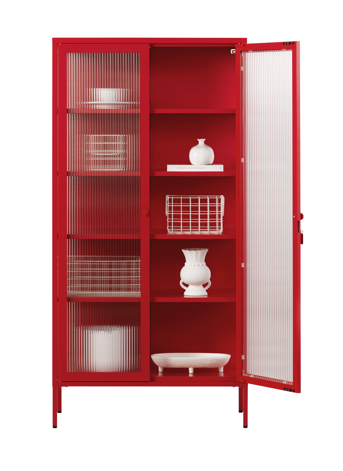 The Collector Glass Locker in Poppy — open