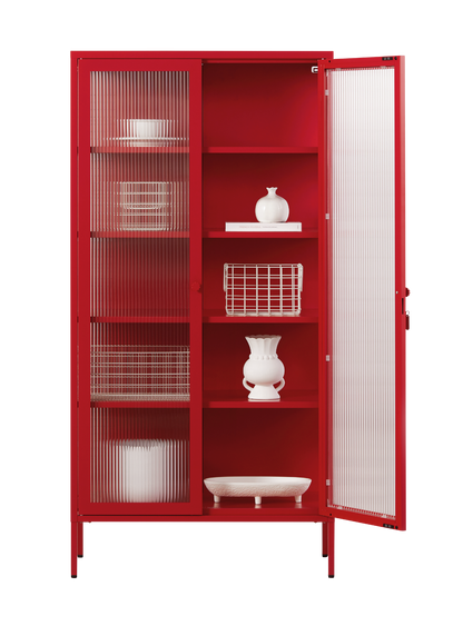 The Collector Glass Locker in Poppy — open