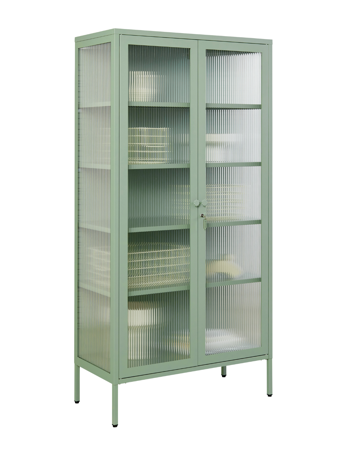 The Collector Glass Locker in Sage — angled