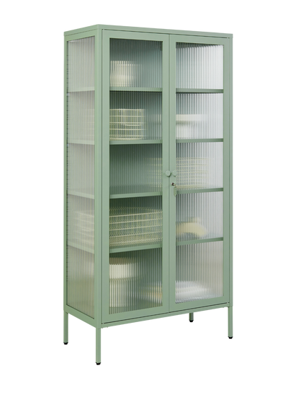 The Collector Glass Locker in Sage — angled