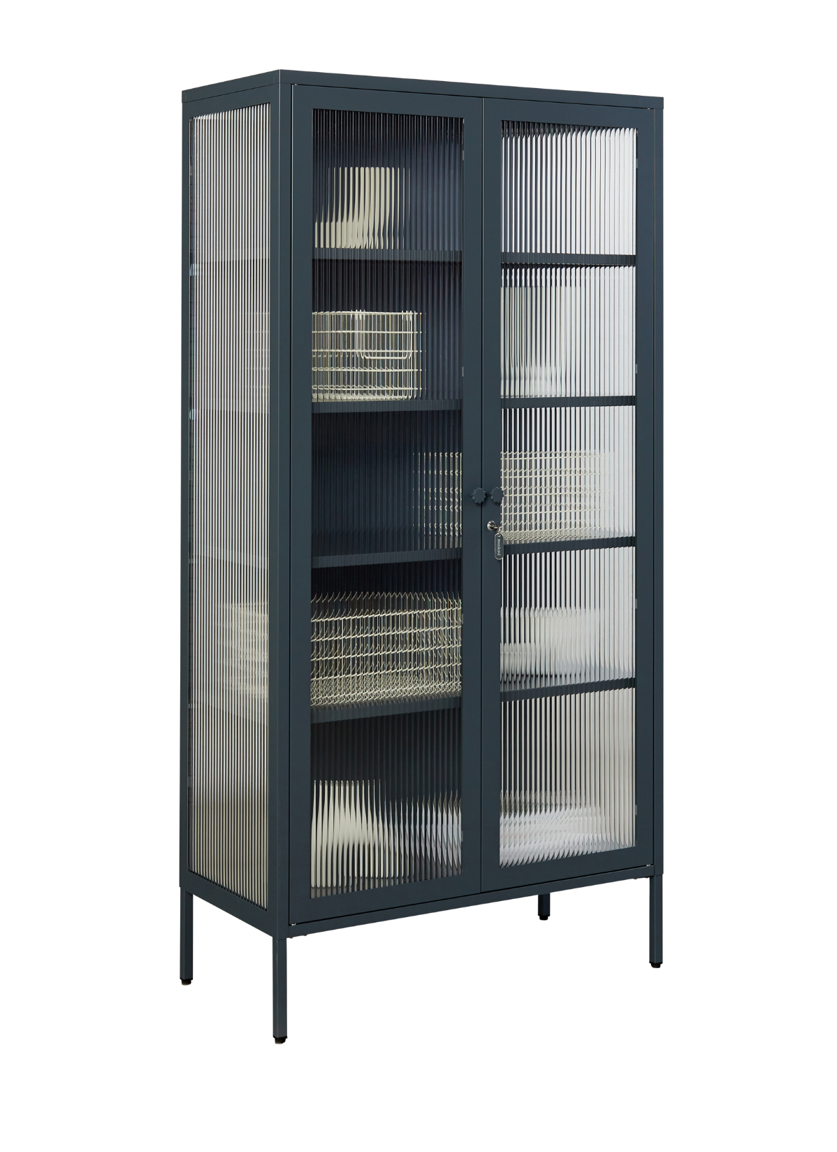 The Collector Glass Locker in Slate — angled