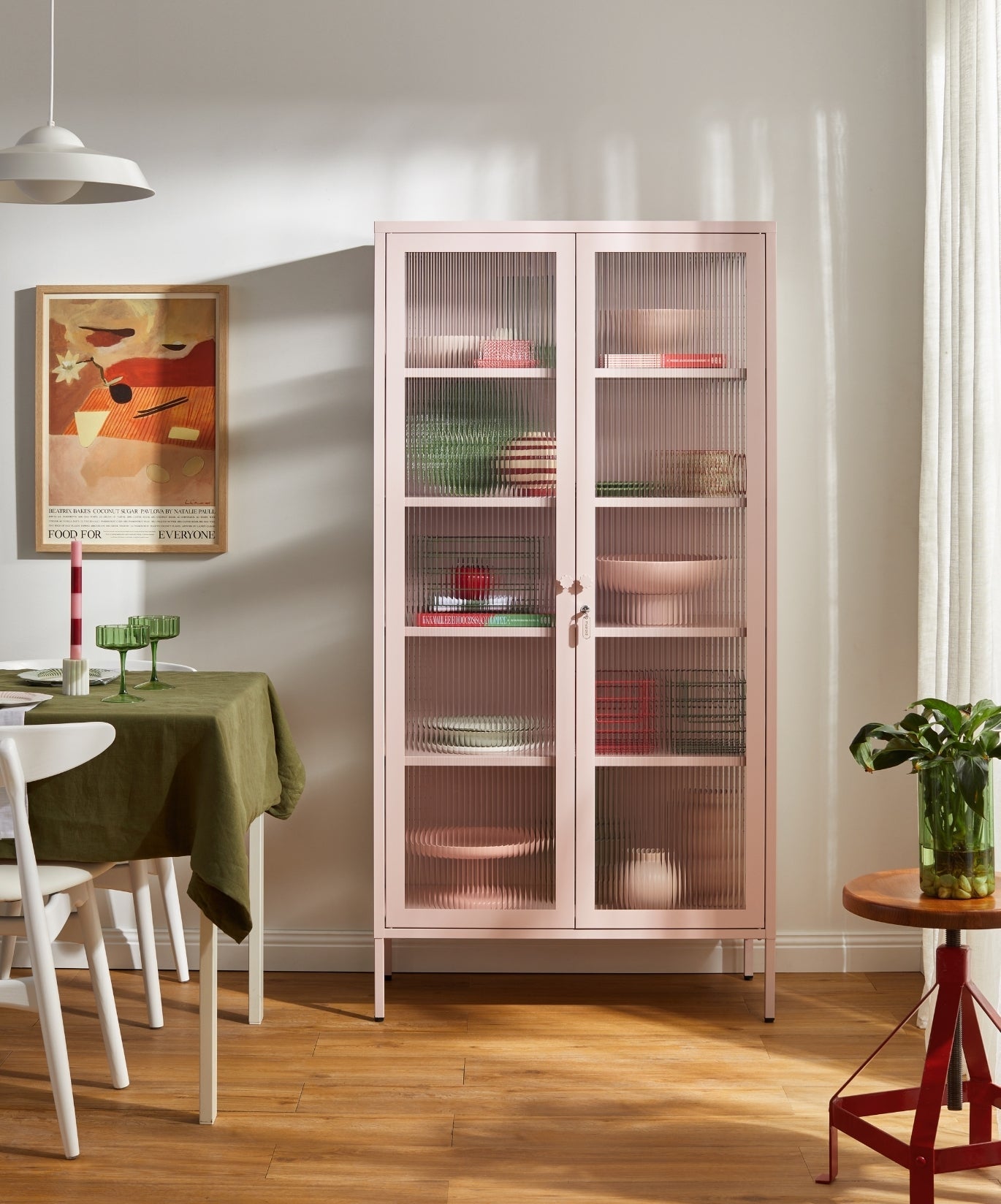 The Collector Glass Locker in Blush — lifestyle