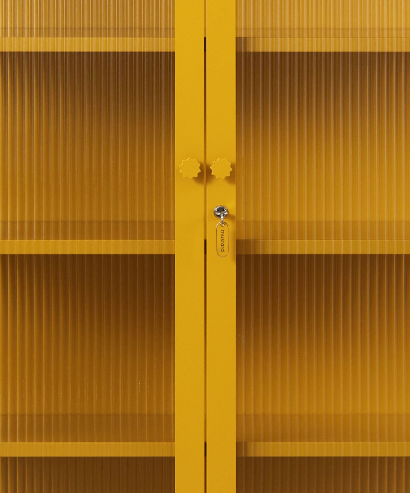 The Collector Glass Locker in Mustard — close-up