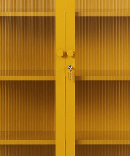 The Collector Glass Locker in Mustard — close-up