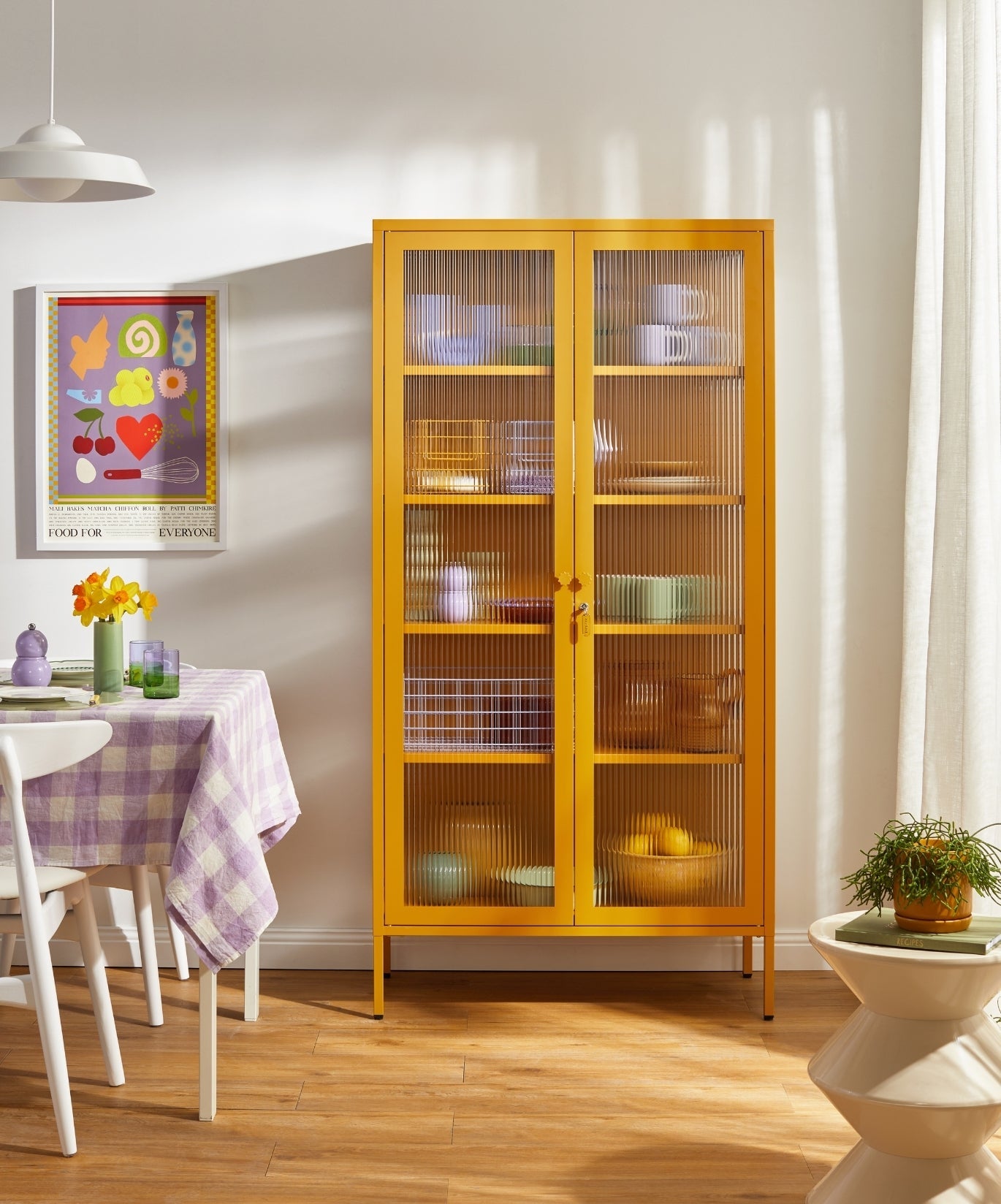 The Collector Glass Locker in Mustard — lifestyle
