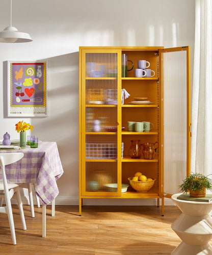 The Collector Glass Locker in Mustard — lifestyle 2